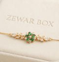 Dainty Gold-Toned Emerald Baguette & Marquise CZ Cluster Bracelet | Zewar Box