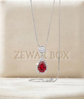 Royal Ruby Drop Pendant Necklace in 925 Sterling Silver