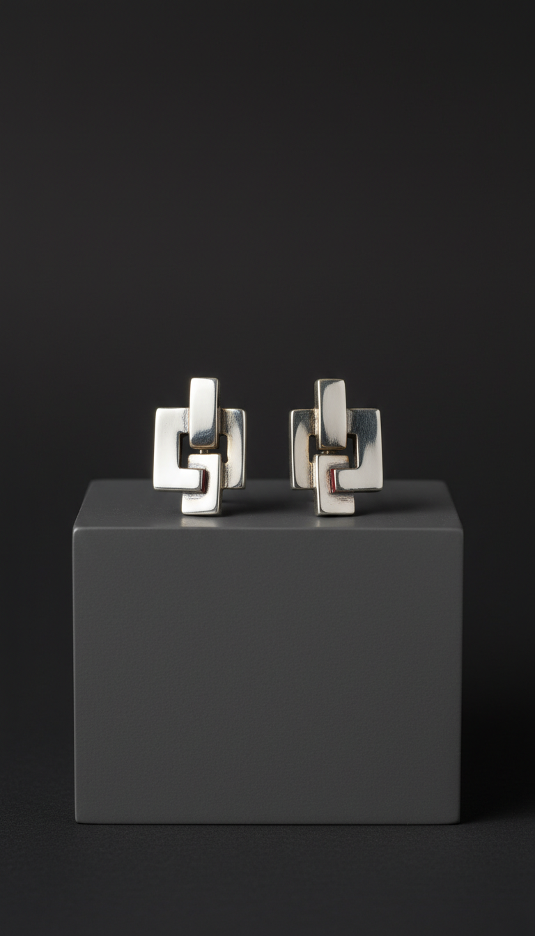 Sterling Silver Architectural Earrings